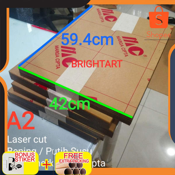 

Akrilik potongan A2 / Acrylic A2 tebal 2mm bening / putih susu - Bening Elegan