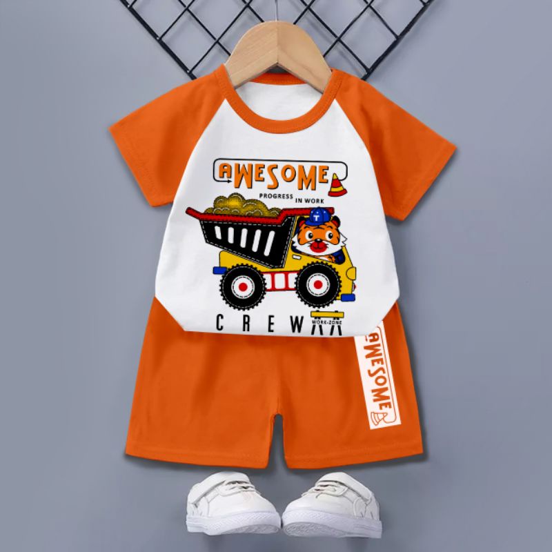 RAMORA SET RAGLAN Setelan Baju Anak Unisex Cewek dan Cowok