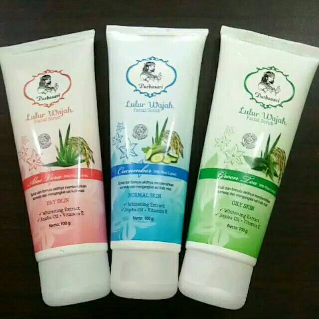 Purbasari Lulur Wajah GREEEN TEA, CUCUMBER, ALOE VERA