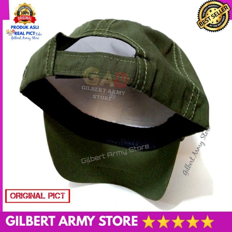 Topi Pria Tactical Hijau army Hitam velcro perekat