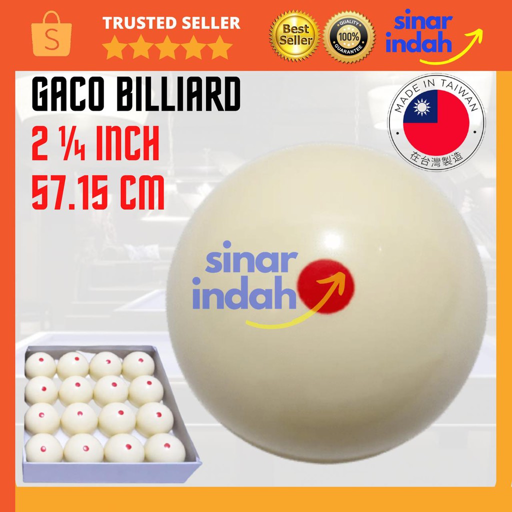 Gaco Bola Biliard TAIWAN Ukuran Besar 2 1/4 1 Titik Merah IMPORT
