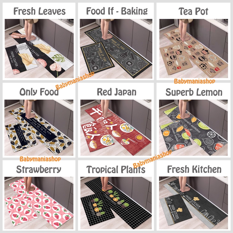 Keset Dapur 2in1 PREMIUM Kitchen Floor Mat Kaki Anti Slip Kamar Mandi Kamar Tidur Babymaniashop