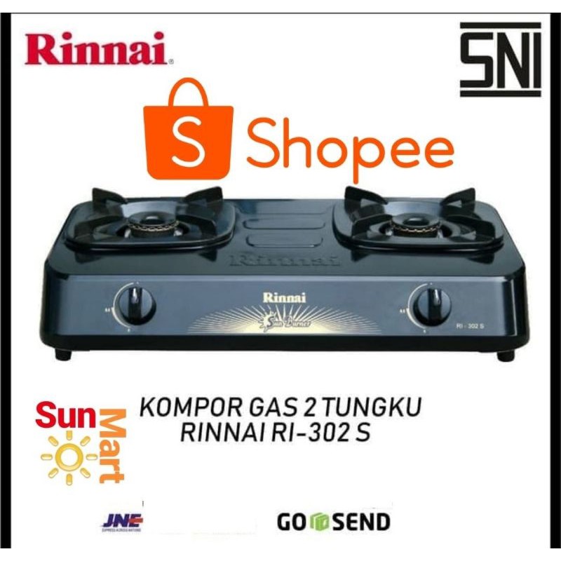 Kompor Gas 2 Tungku Rinnai 302 S 302S Teflon