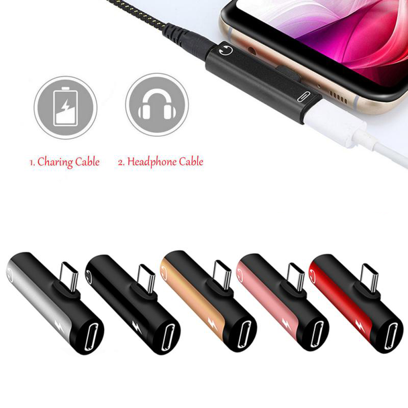 2 In 1 Adapter Konverter Usb Tipe-C Ke Jack Audio Aux 3.5mm Bentuk T Untuk Headphone