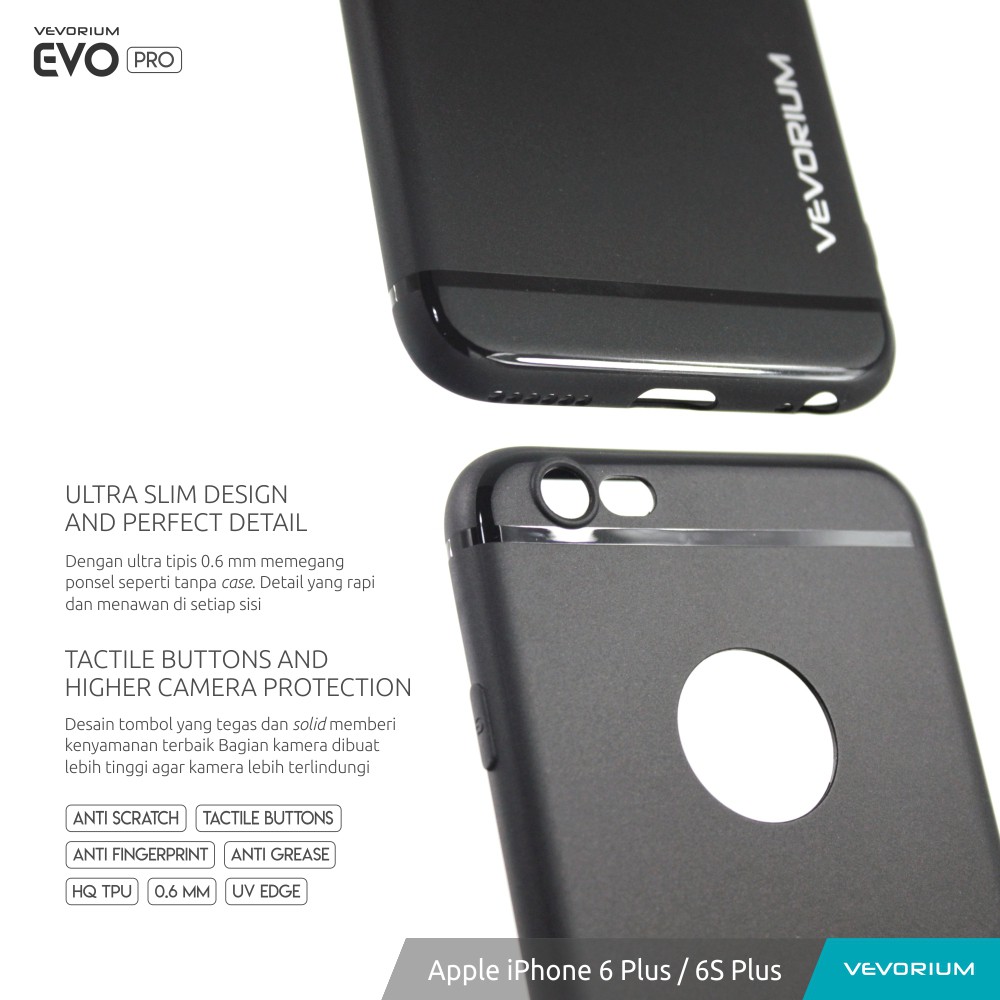 VEVORIUM EVO PRO Apple iPhone 6 Plus 6S Plus Soft Case Softcase dan Tempered Glass