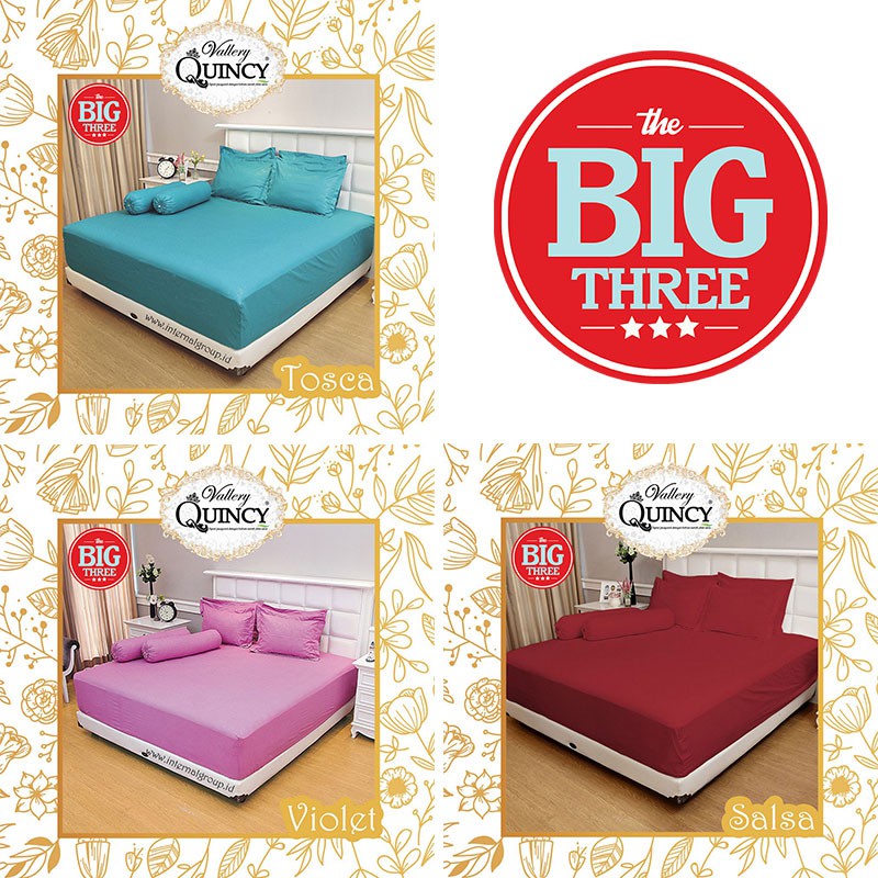 QUINCY VALLERY Set Sprei Polos 160x200 Tinggi 30 warna merah biru putih hijau pink ungu coklat abu grey maroon light blue dark red white coffee  - Queen Size 160 SP VAL TBT