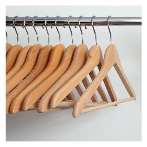 Hanger Kayu Palang Dewasa (Wood) warna Natural / Gantungan Baju