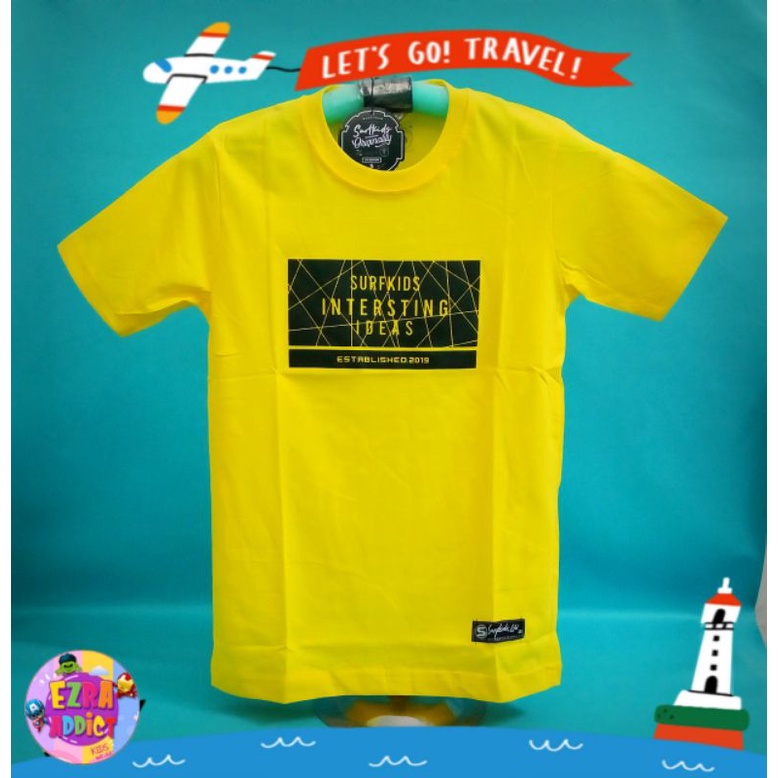 ORIGINAL Surfkids JUNIOR - Umur 9 10 11 12 tahun - Baju Distro Anak - Surfkids Kuning - Kaos Distro 