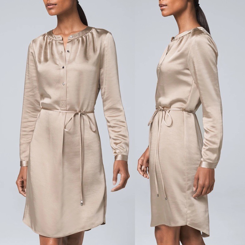 WHBM satin shirt dress with belt