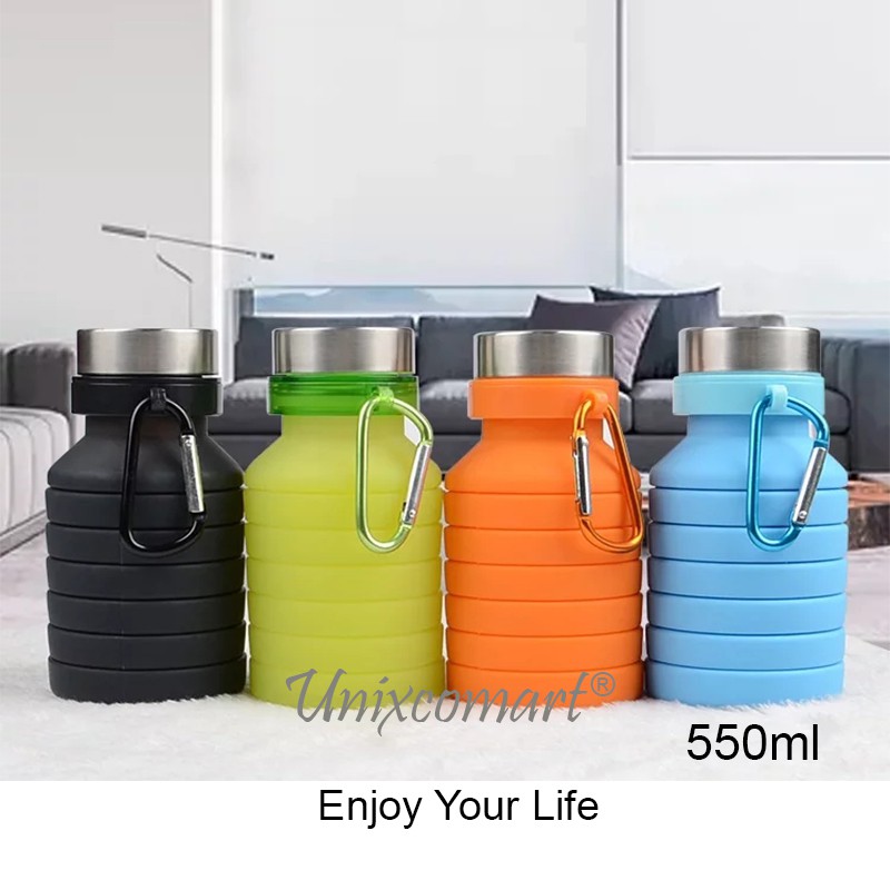 Folding Silicone Portable Foldable Bottle Botol Minum Minium Silikon 550ml