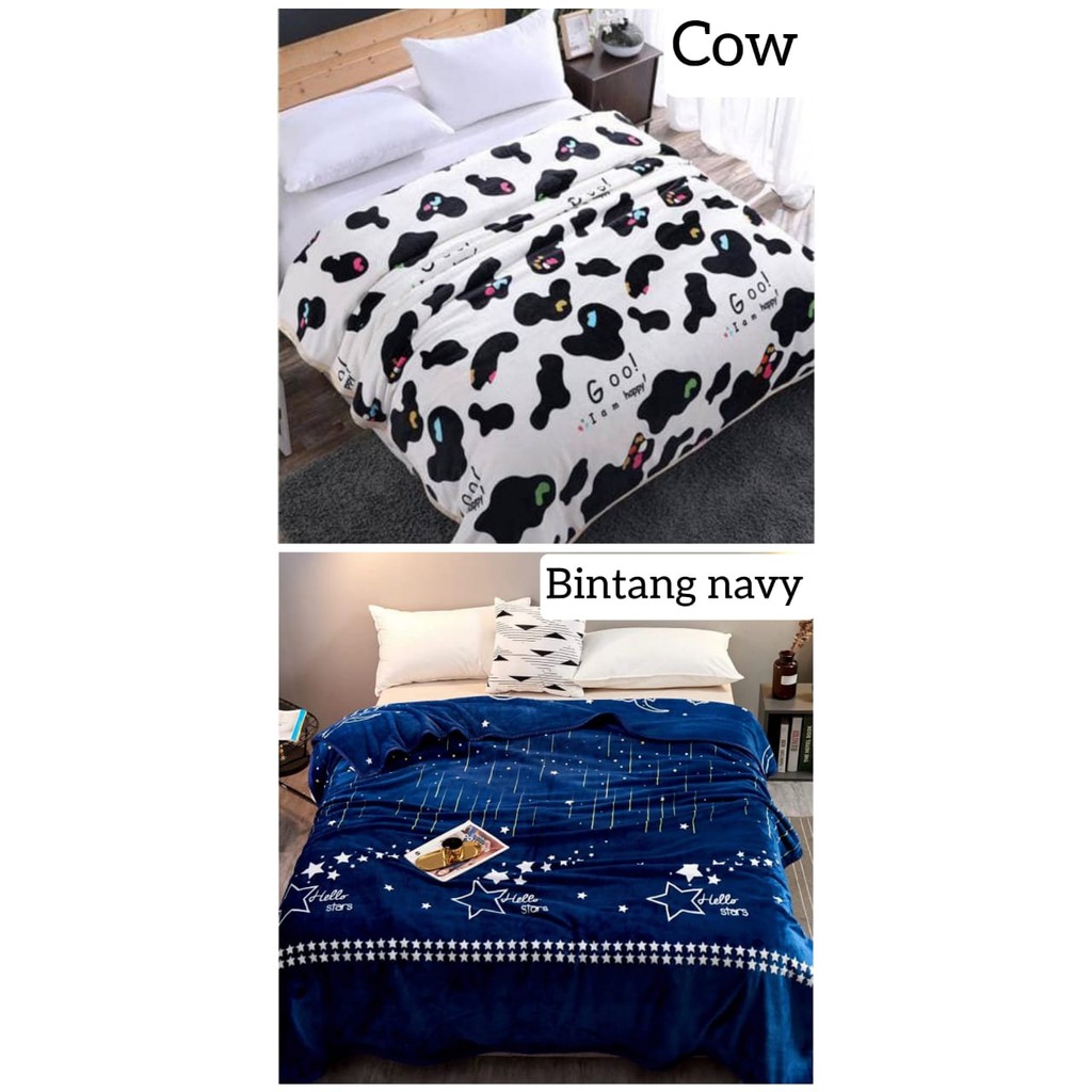 Selimut Bulu Halus Dewasa 150x200 Termurah Terlaris Motif Aesthetic New Arrival-3