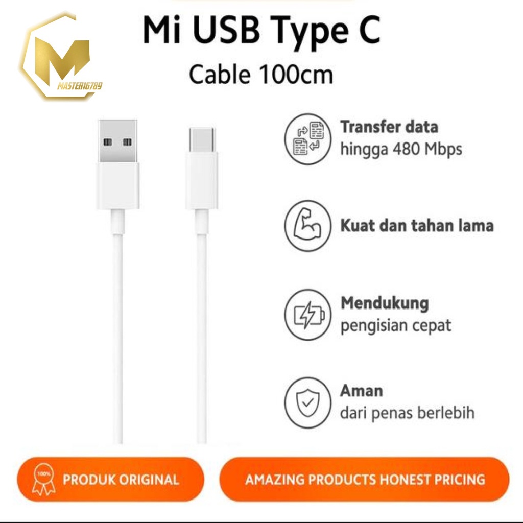 BM001 MI9 WHITE XIAOMI KABEL DATA NEW MODEL ORIGINAL REDMI 9A 9C NOTE 8 9 10 PRO MI9 TIPE C USB MA998