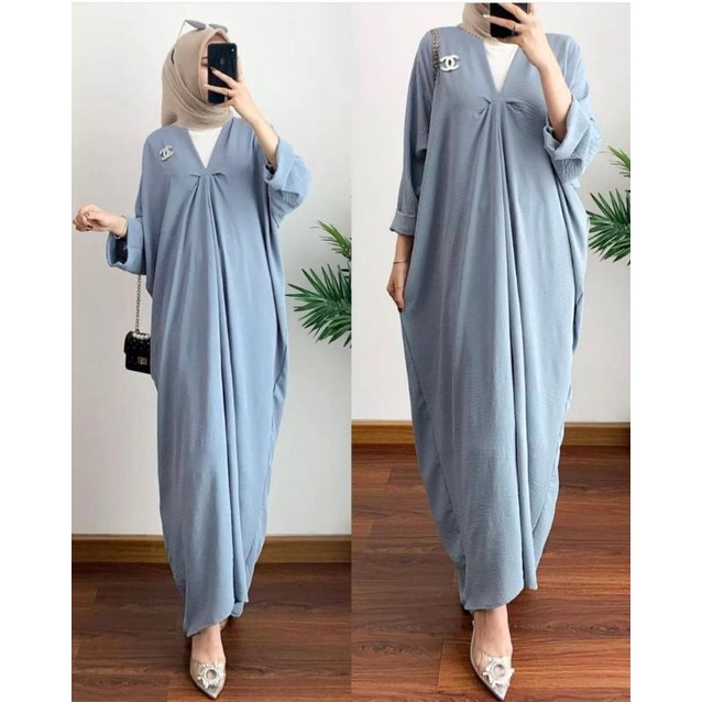 BISA COD AZKIYAHIJAB29 KAFTAN CRINCKLE AIRFLOW ABAYA POLOS BAJU LOWO KURUNG POLOS SIMPLE CASUAL GAMI
