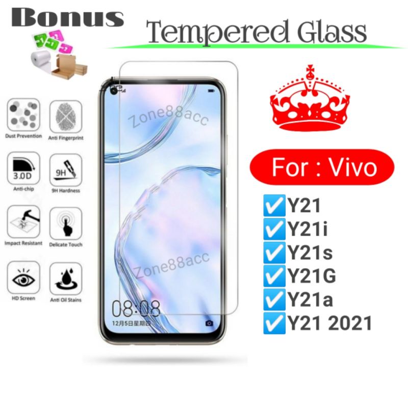 Antigores Tempered Glass Screen Guard protector Vivo Y21 Y21i Y21s Y21a Y21G Y21 2021 i s g a TG Bening Antiblue Spy Blue light Full Garskin Lensa Lens Pelindung Layar 9D