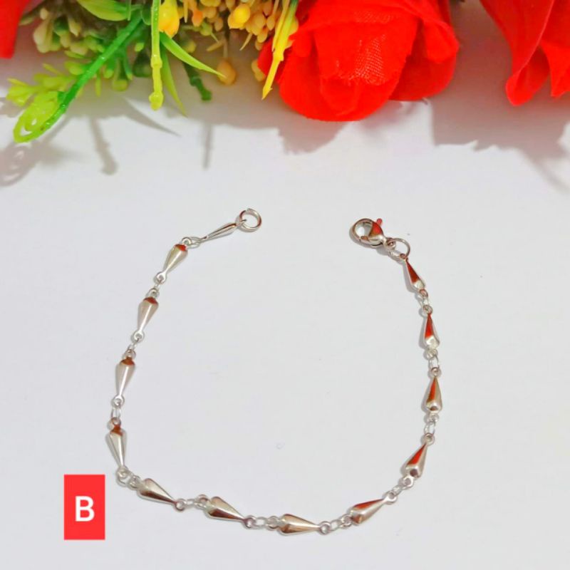 GELANG RANTAI TITANIUM DEWASA MODEL MINIMALIS SILVER TIDAK KARAT &amp; TIDAK LUNTUR (COD)