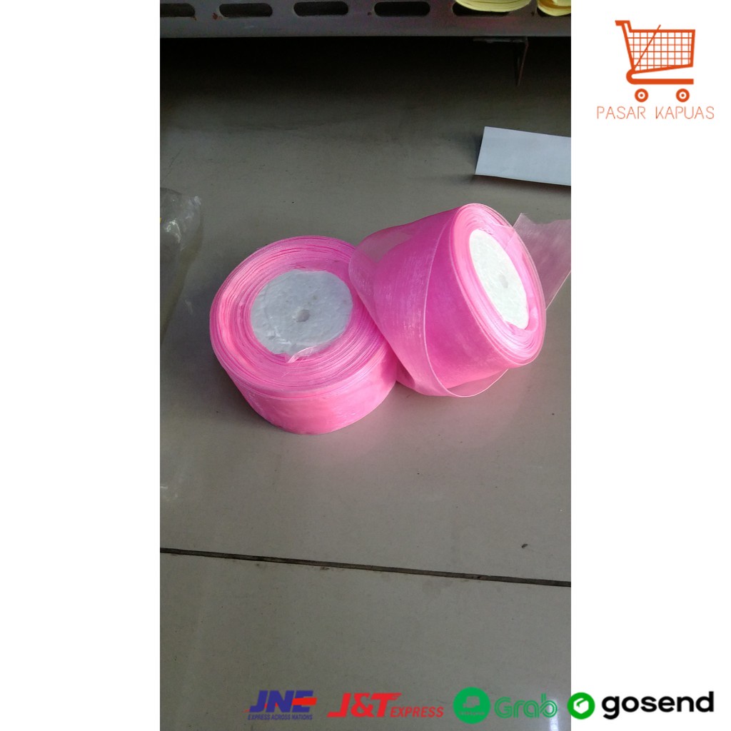 

[ COD ] Pita Organdi Polos pink lebar 2 INCH dan pita satin biru dan biru muda 1inchi /meter