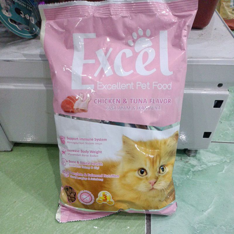 makanan kucing Excel kitten chiken tuna kemasan 500g/ Excell kitten