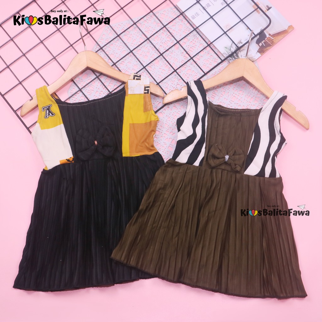 Dress Riani uk Bayi-4 Tahun / Dres Import Yukensi Anak Perempuan Baju Tanktop Pakaian Plisket Gaun