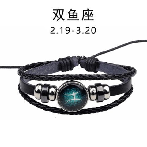 2022 Gelang Tangan Tali Kulit Motif 12 Rasi Bintang Glow In The Dark Untuk Pria / Wanita