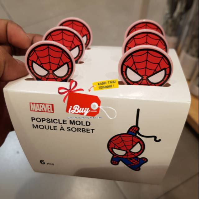 Miniso Spiderman Cute 6 Pcs Popsicle Mold Cetakan Ice Cream