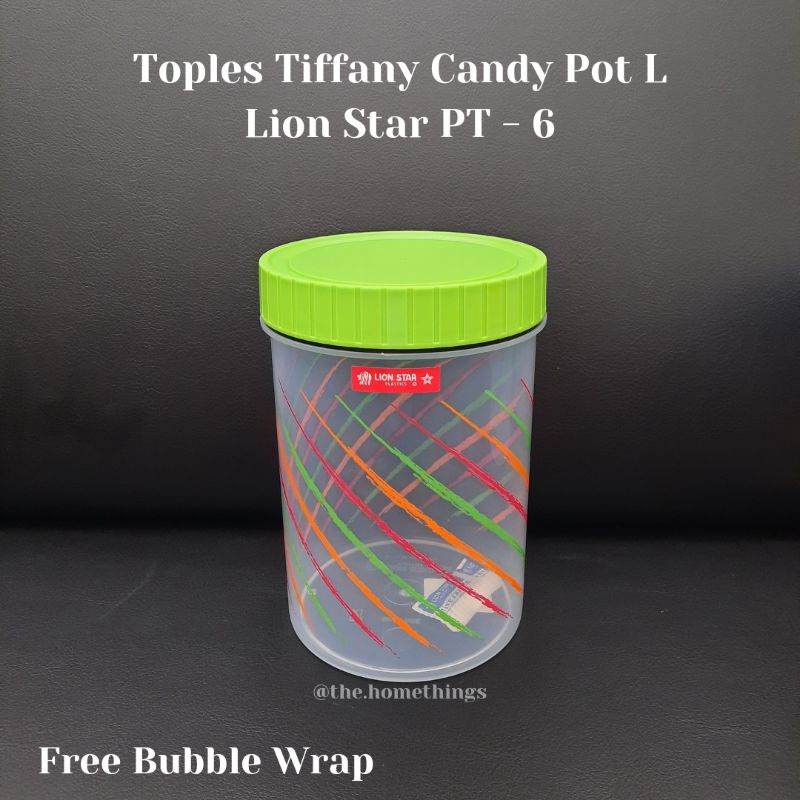 TOPLES TIFFANY CANDY POT LION STAR PT-6 UKURAN L / TOPLES PLASTIK BULAT TUTUP PUTAR