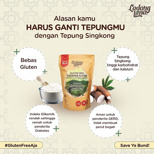 LADANG LIMA TEPUNG SINGKONG SERBAGUNA 500GR GLUTEN FREE | ALL PURPOSE CASSAVA FLOUR