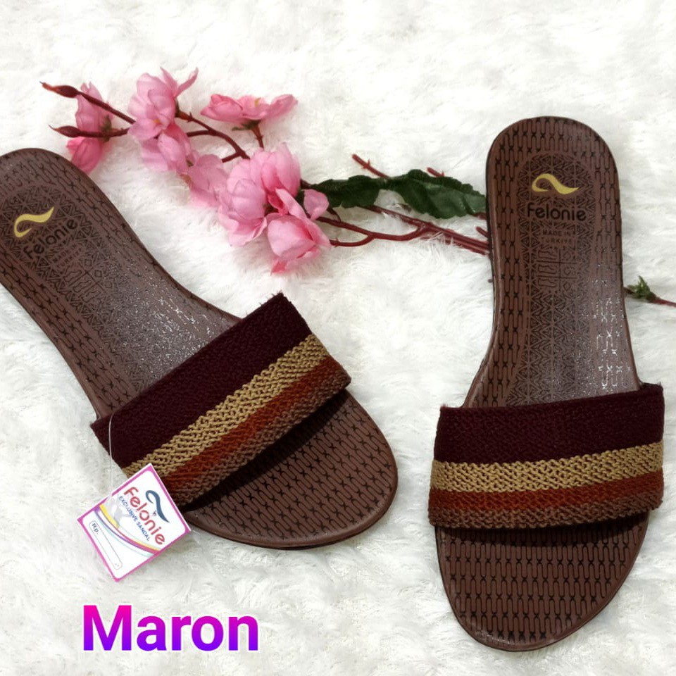 sandal wanita murah selop ( Felonie MRA 01 4 warna + DH 02 ) turki rajut terbaru