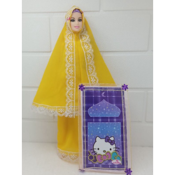 Mukena + sajadah boneka barbi