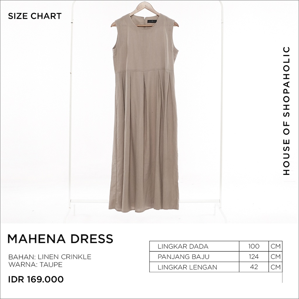 Hosofshopaholic - MAHENA DRESS - Pakaian Wanita - Dress - Casual Dress - Sleeveless Dress - Maxi Dress - Dress Linen - Lentera Collection - Allsize-TAUPE
