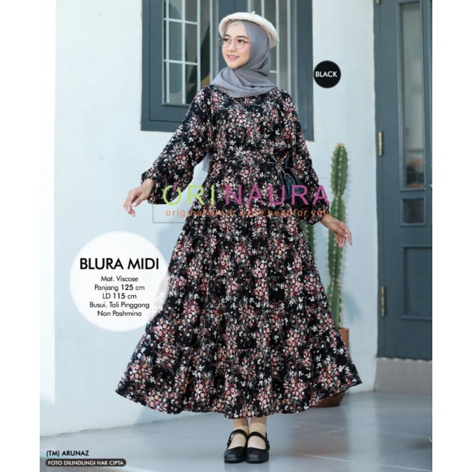SMALSA,ARYANA,ASA,ASRA,BLURA Midi  Dress Wanita Muslim by Ori Naura