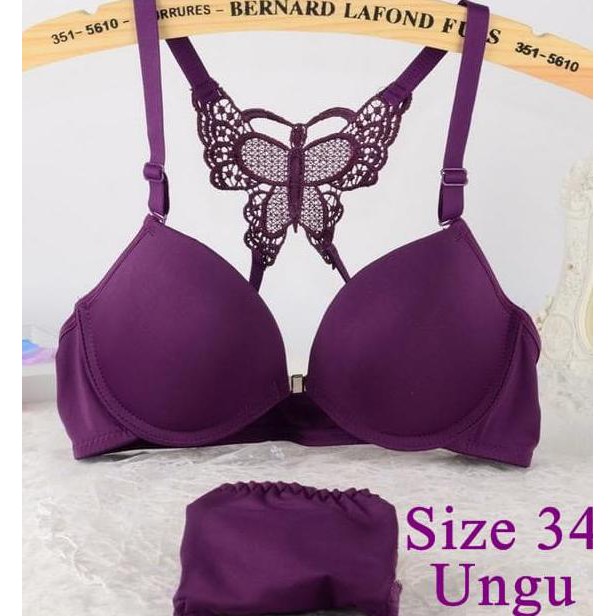 Magic Set Bra Butterfly / Bra + Cd Kupu-Kupu Size 34 Ungu