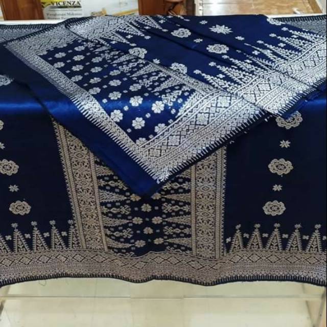 Songket palembang biru silver