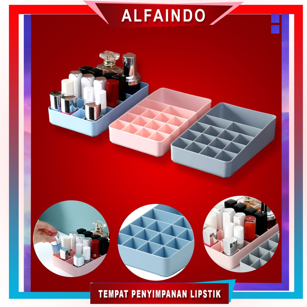 Alfaindo Rak Kosmetik Tempat Penyimpanan Lipstik Plastik 15 Sekat - RKP009