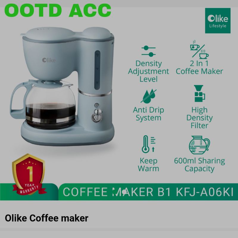 OLIKE COFFE MAKER 2 IN 1 SKY BLUE 600ML GARANSI 1 TAHUN