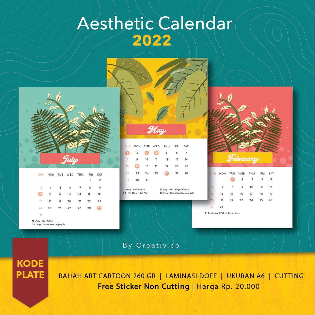 

KALENDER AESTHETIC PLATE 12 BULAN [TERMURAH + BONUS STICKER] TAHUN 2024