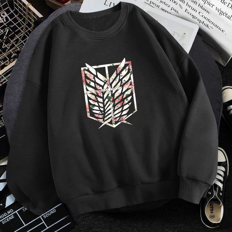 WING FLOWER LOGO AOT SWEATER UNISEX TEBAL TERLARIS'