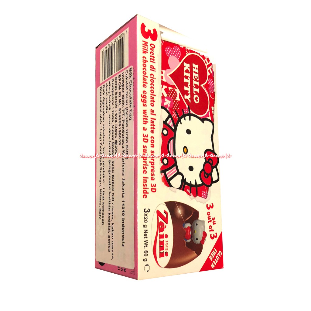 Zaini Hello Kitty Coklat Telor Egg Chocolate berisi 3 coklat telor Helo Kity Kitty Kiti Zainy HK Eggs