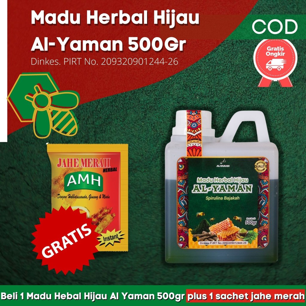 Madu herbal Hijau Herbal Spirulina Bajakah 500gram Untuk Penyakit Lambung