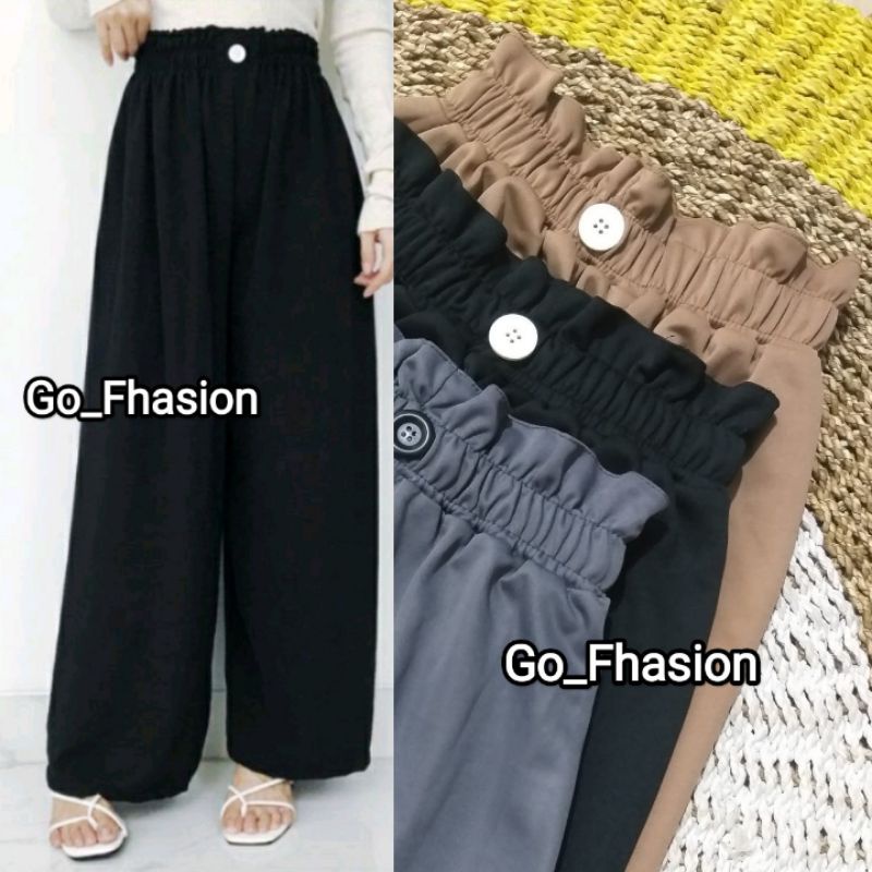 CELANA HIGH WAIST_CELANA PANJANG KULOT KANCING DEPAN HIGWAIST /CELANA PANJANG WANITA KEKINIAN TRENDY-abu_abu