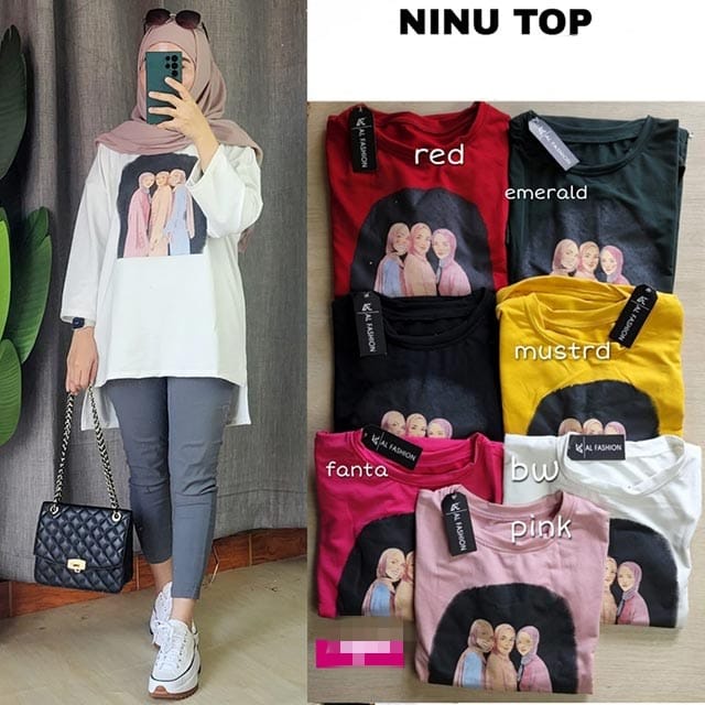 ATASAN TUNIK OVERSIZE | BLUS TOP JUMBO HIJAB | NINU TOP