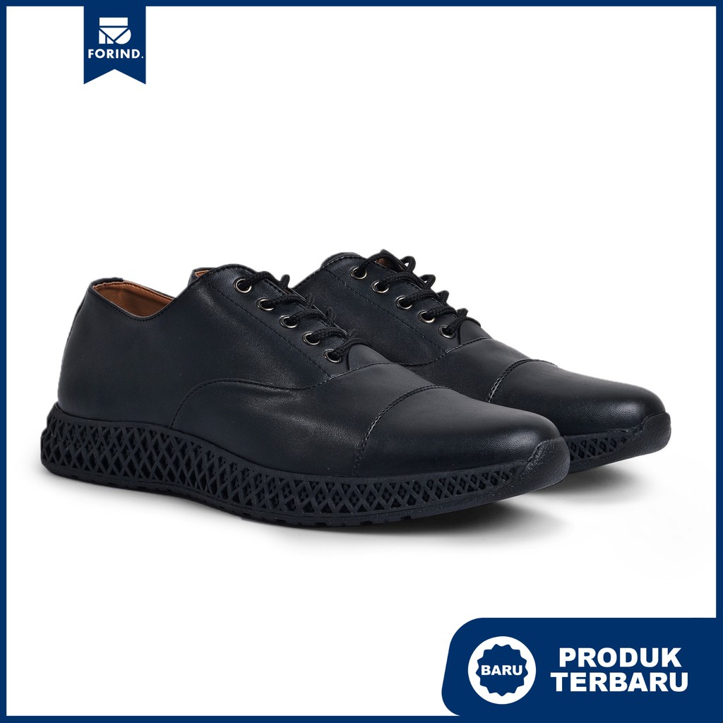 Oxford Ki Black | Sepatu Pantofel Hitam Pria Casual Kerja Cowok Pantofel Laki | FORIND x Monday