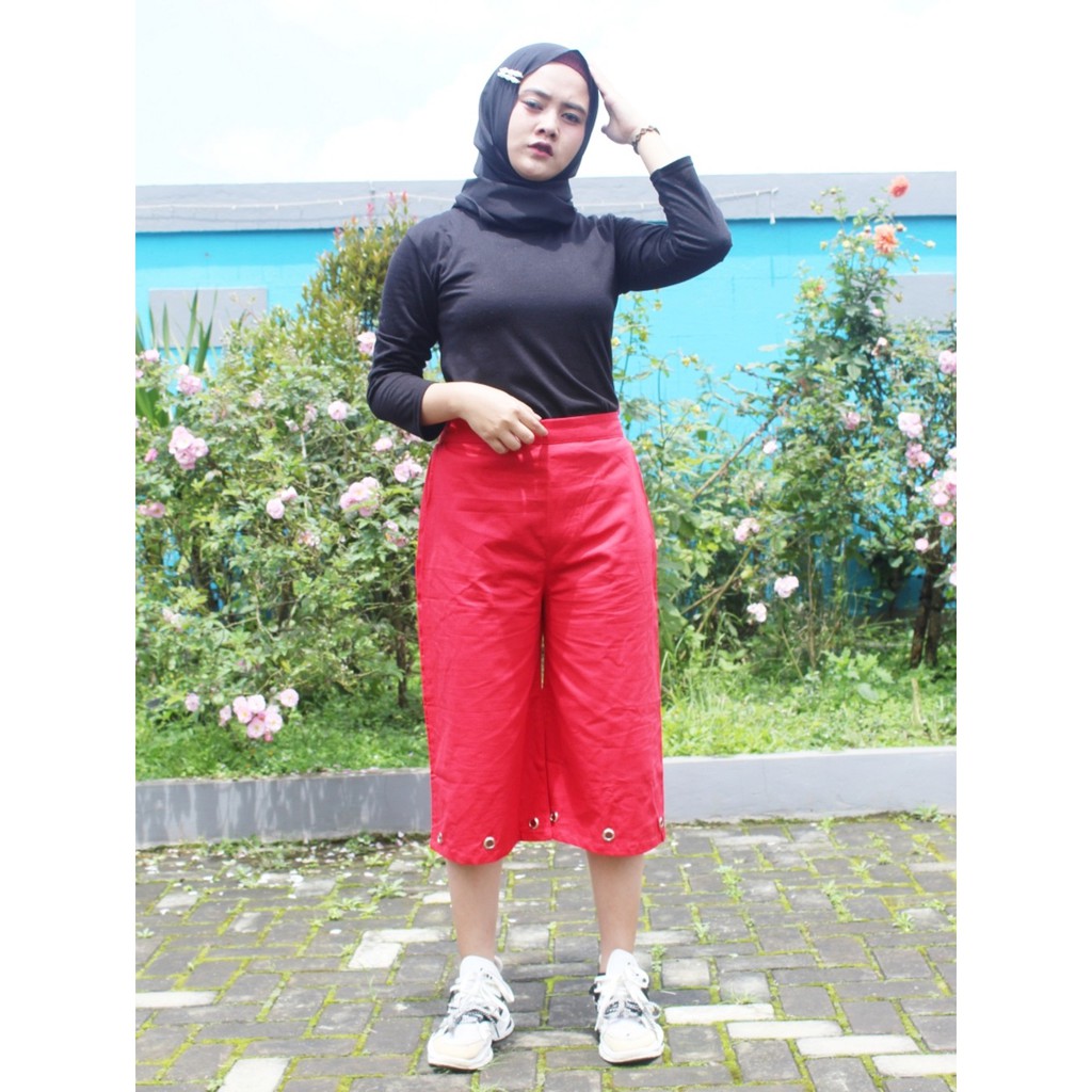 CELANA KULOT PANJANG 7/8 WANITA WARNA RED / MERAH
