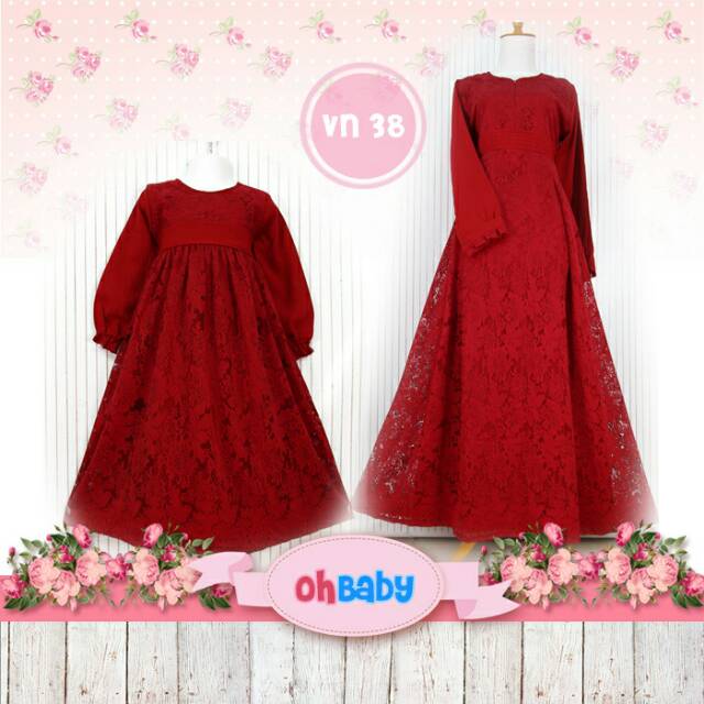 Ohbaby VN38 gamis cople brukat Marun