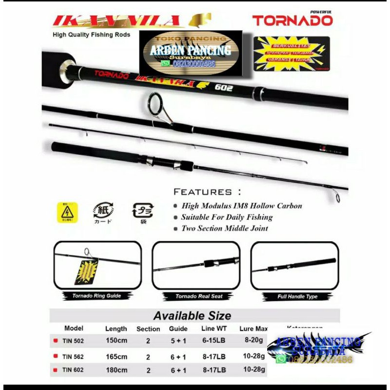 JORAN PANCING TORNADO IKAN NILA 502/562/602... CARBON MURAH