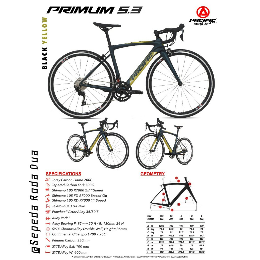 Sepeda Balap/ Road Bike Pacific 700 x 25C Primum 5.3