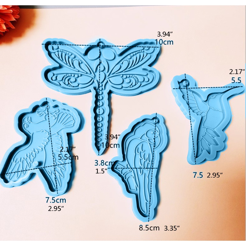 Siy 4pcs / Set Cetakan Resin Epoksi Bentuk Burung Kolibri / Burung Kolibri / Burung Elang / Butterfly Untuk Diy Perhiasan Handmade