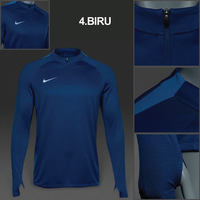 ww210g Baju Training Lengan Panjang Kaos Sepeda Nike Dry Fit Strike Drill Gym - 1Htam Motf Slim, S