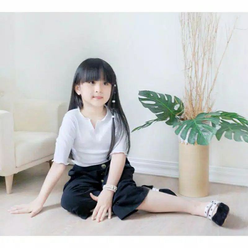 Kaos Anak Ruffle Tee / Kaos Anak Perempuan / Kaos Anak Lengan 3/4 | Bahan Kaos Spandek 2-4 Tahun