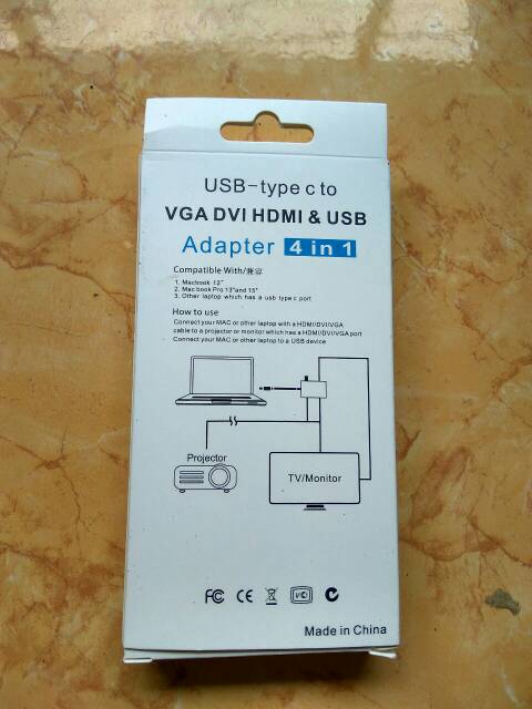 USB /USB TYPE C TO VGA HDTV DVI + USB Hub ADAPTER 4 IN 1 /MACBOOK S8