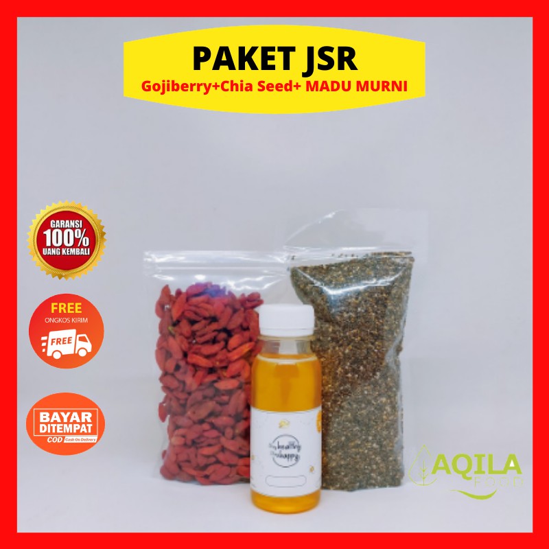 ✔PAKET JSR Madu Mentah Asli Murni  Goji Berry  Chia Seeds Mexico Diet Detox Pelangsing Tubuh Herbal